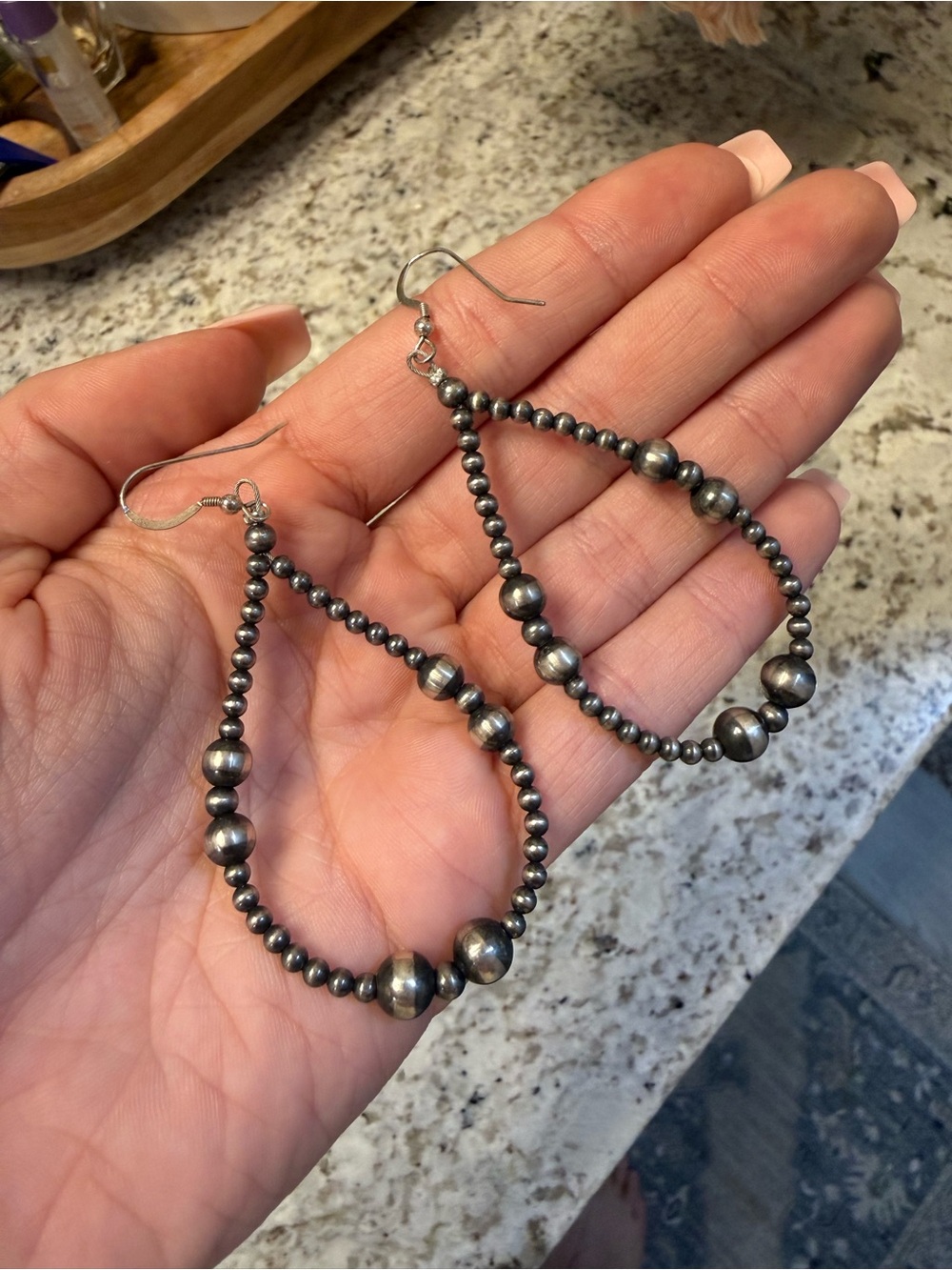 Native American inspired Sterling Pearl Earrings- Dangle